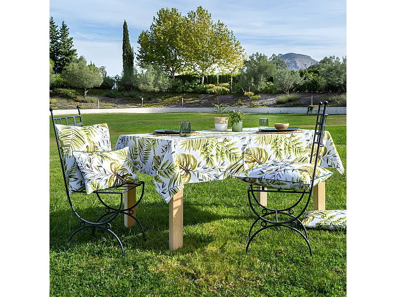 Mantel de algodón resinado verde 140x250 cm STEFANIA