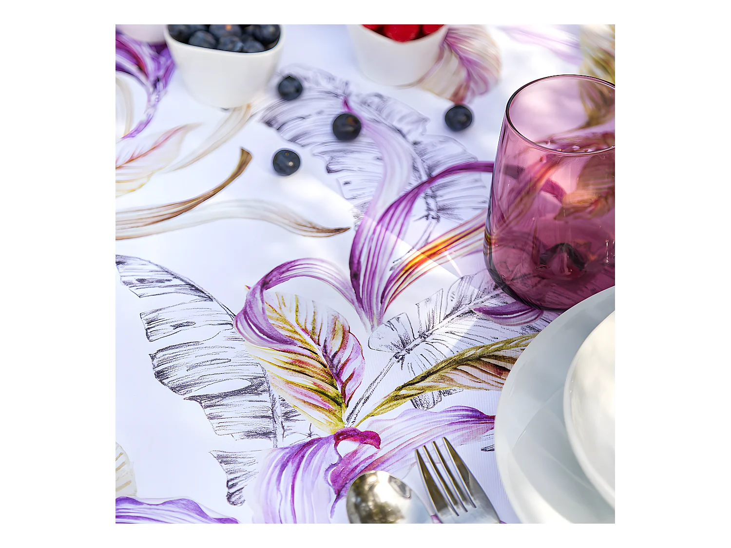 Mantel de algodón resinado mauve 140x200 cm ULUTU