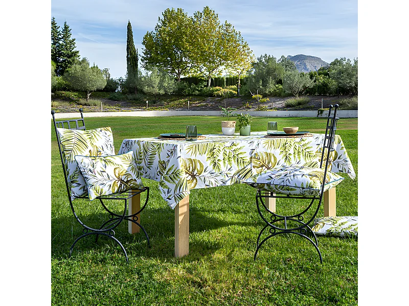 Mantel de algodón resinado verde 140x200 cm STEFANIA