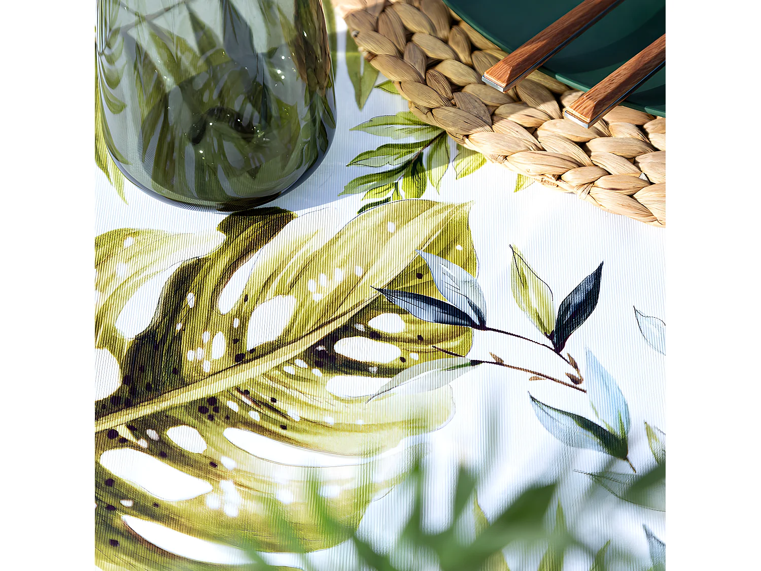 Nappe en coton enduite vert 140x200 cm STEFANIA