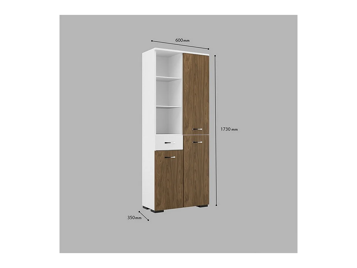 Multifunctionele Kast Afra - Walnoot - 60x35x173 cm - EPIKASA