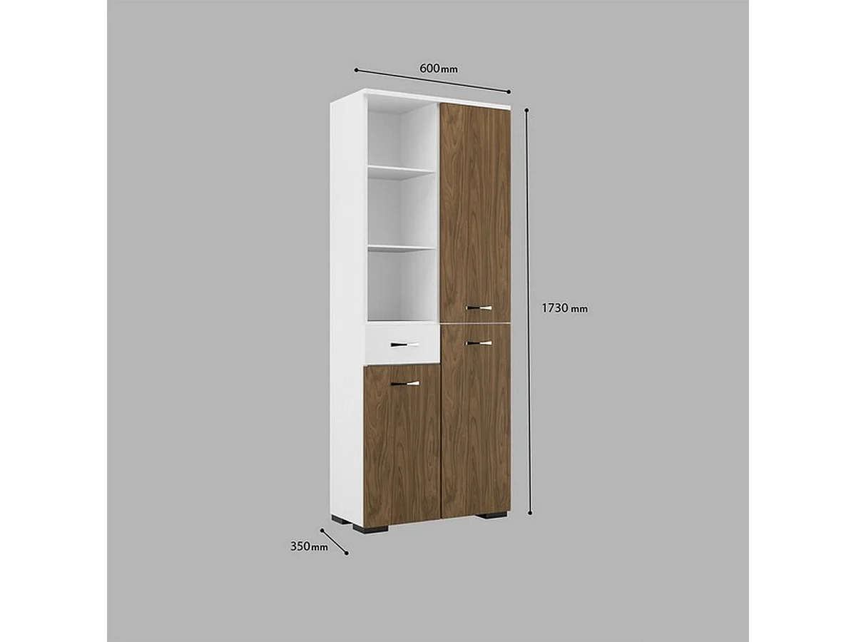 Multifunctionele Kast Afra - Walnoot - 60x35x173 cm - EPIKASA