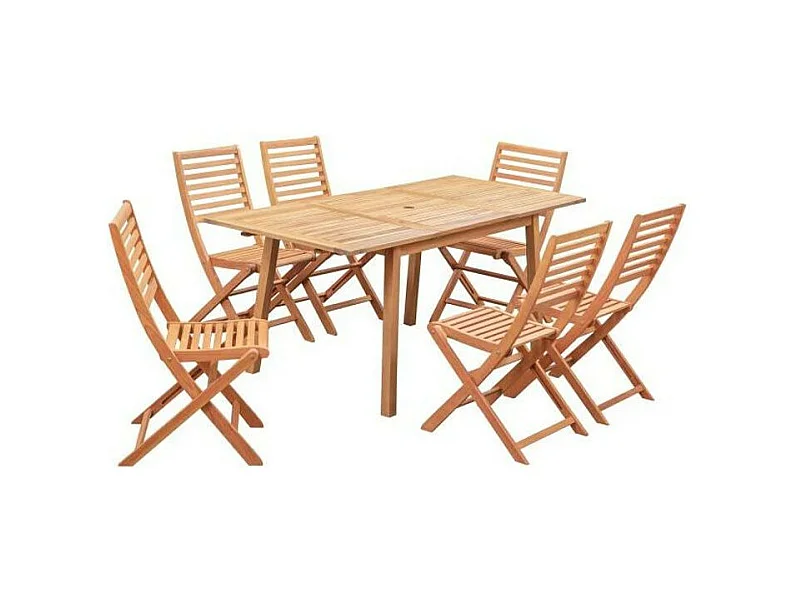 Tuinset voor 4-6 personen - Eucalyptus - Uitschuifbare tafel 120/180 x 80 cm + 6 klapstoelen