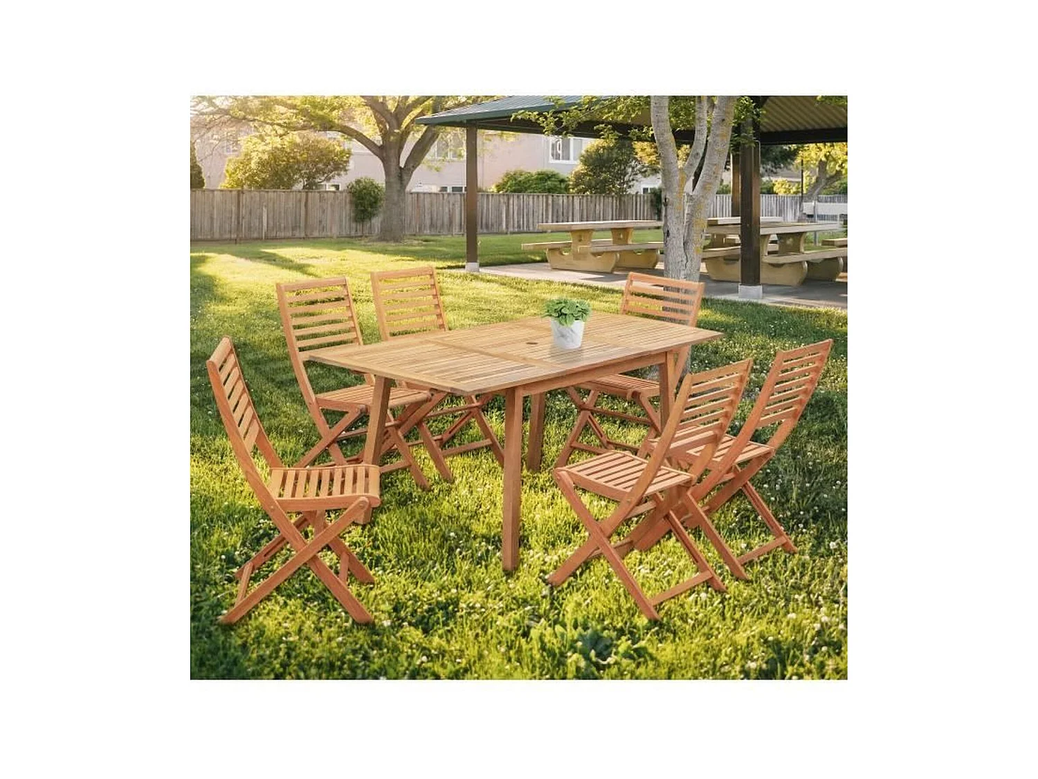 Ensemble Table extensible repas de jardin 4-6 personnes - Eucalyptus FSC