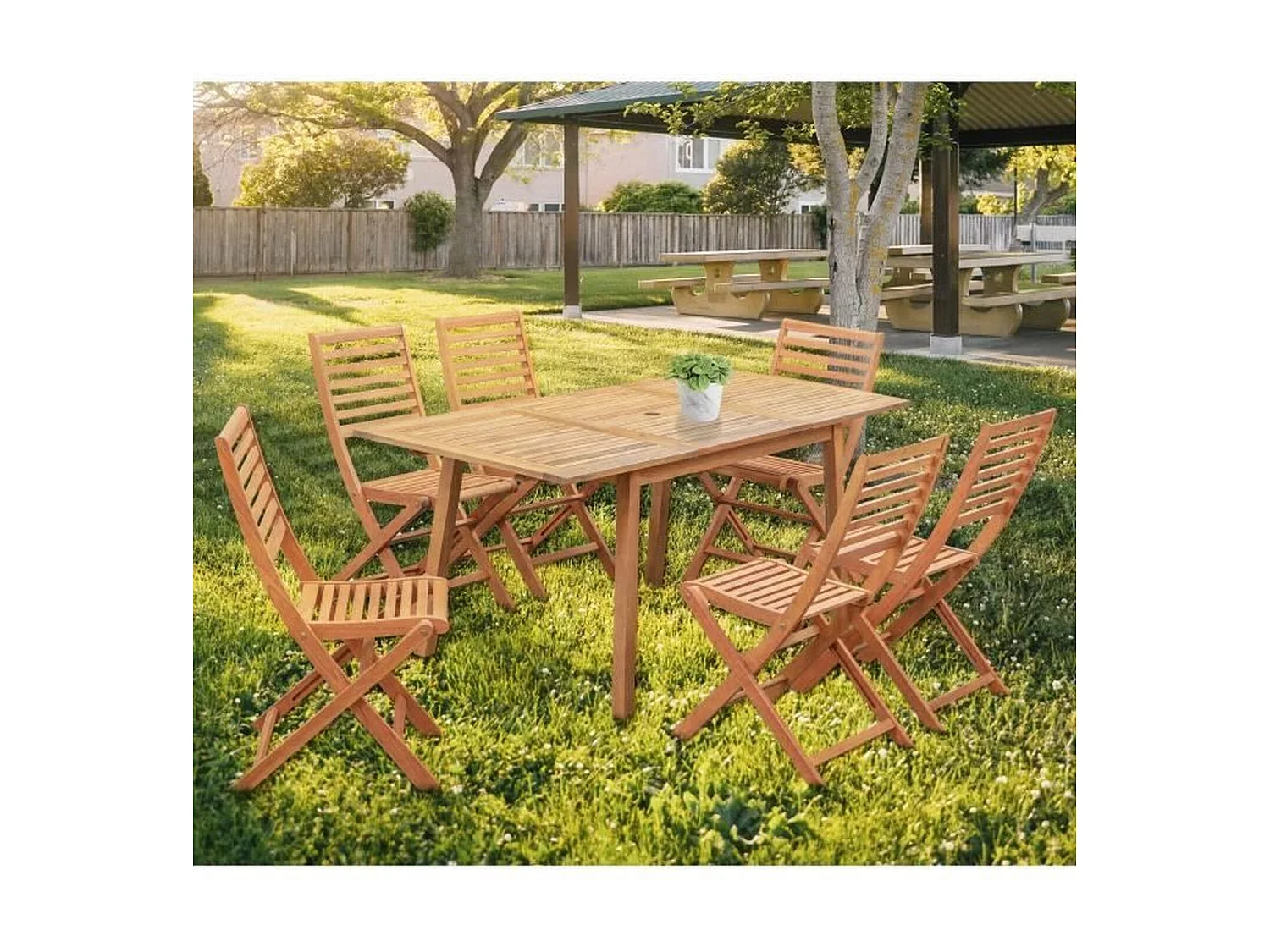 Ensemble Table extensible repas de jardin 4-6 personnes - Eucalyptus FSC