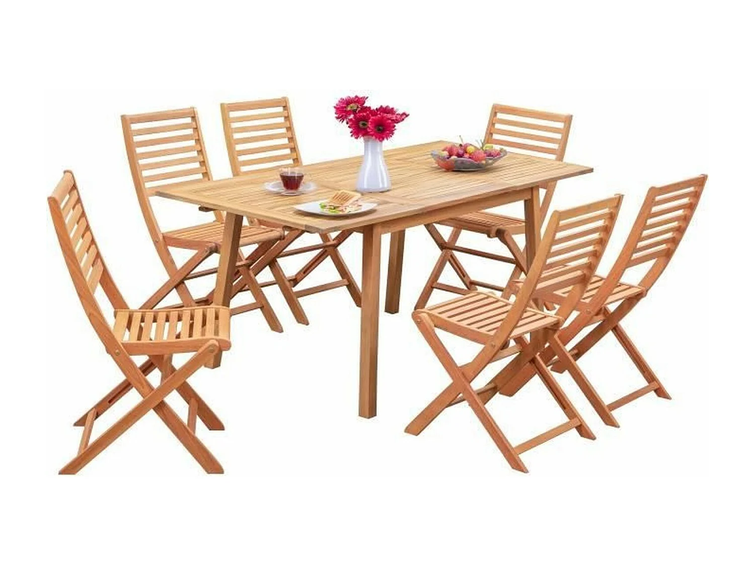 Ensemble Table extensible repas de jardin 4-6 personnes - Eucalyptus FSC