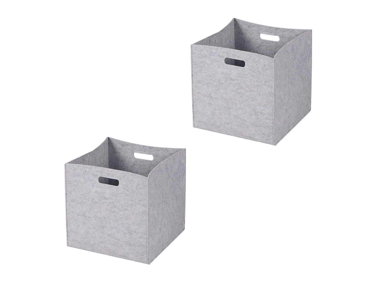 Lot de 2 boites de rangement en feutrine gris FELT, cube de rangement pliable, ouvert dim 32 x 32 x 32 cm, design moderne