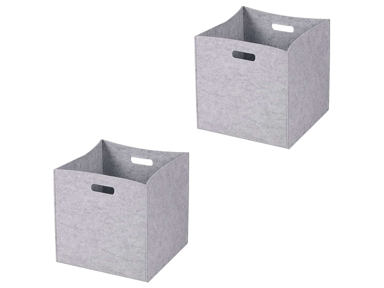 Lot de 2 boites de rangement en feutrine gris FELT, cube de rangement pliable, ouvert dim 32 x 32 x 32 cm, design moderne
