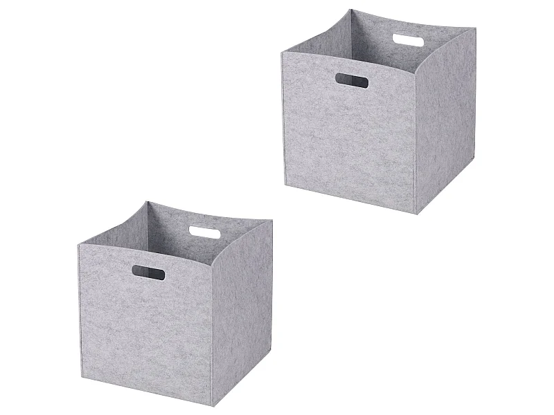 Lot de 2 boites de rangement en feutrine gris FELT, cube de rangement pliable, ouvert dim 32 x 32 x 32 cm, design moderne