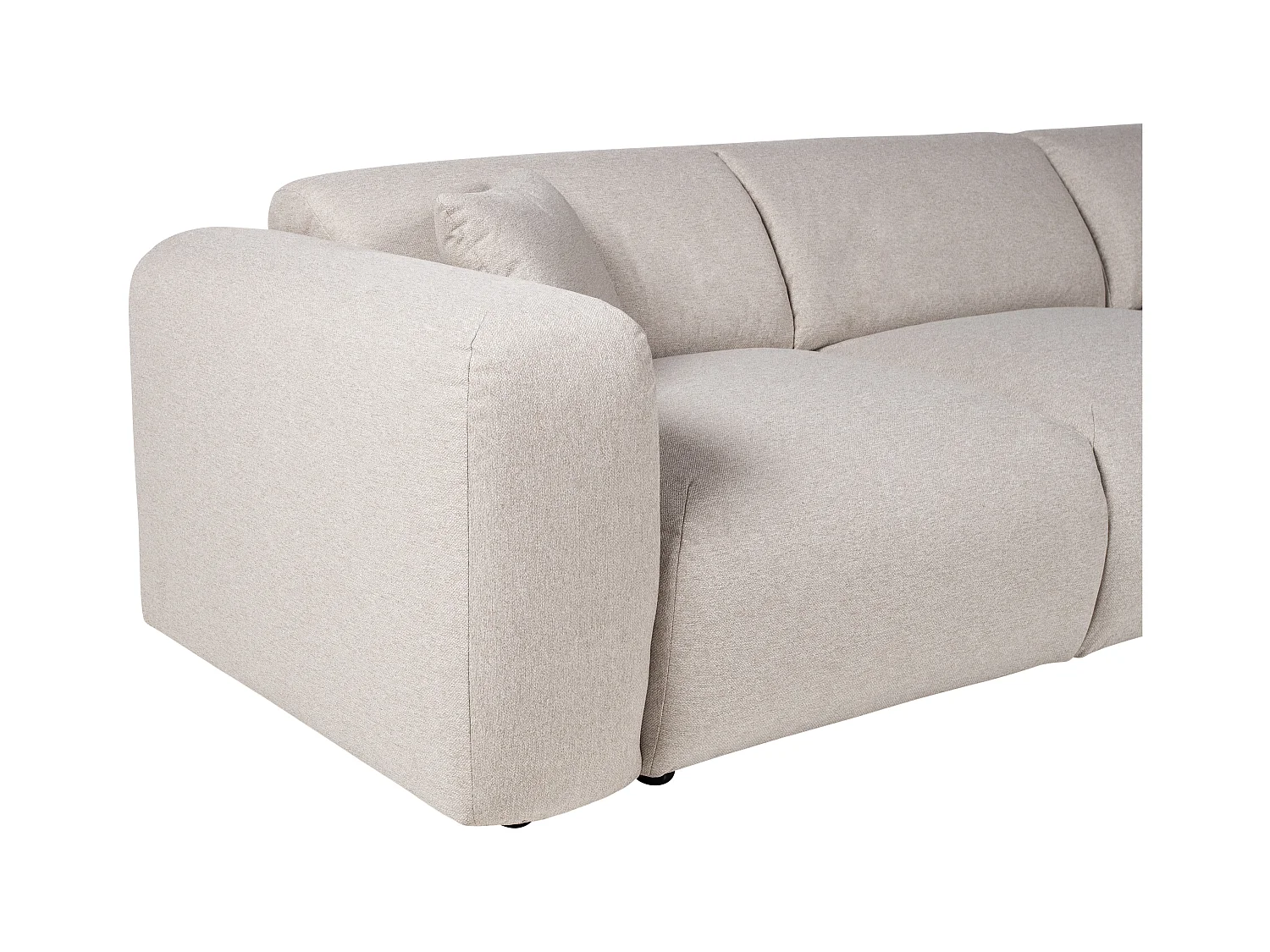 Kanapa narożna prawostronna dużych rozmiarów z beżową tkaniną melanż - POGNI marki Maison Céphy