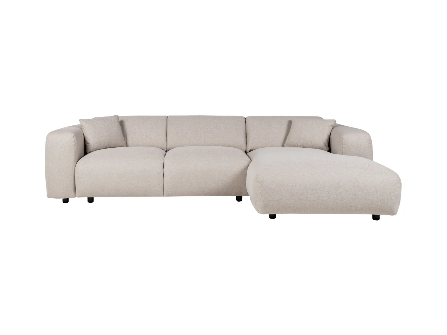 Grand canapé d'angle droit en tissu chiné beige POGNI de Maison Céphy