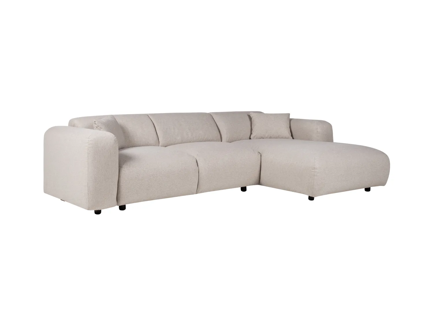 Grand canapé d'angle droit en tissu chiné beige POGNI de Maison Céphy