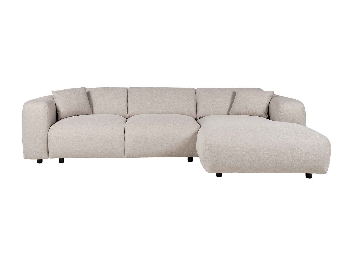 Grote hoekbank met hoek rechts van beige gechineerde stof POGNI van Maison Céphy