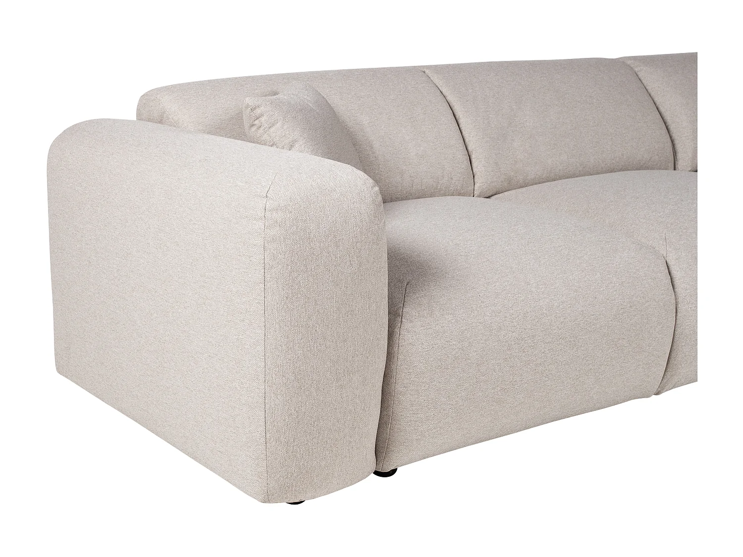 Grote hoekbank met hoek rechts van beige gechineerde stof POGNI van Maison Céphy