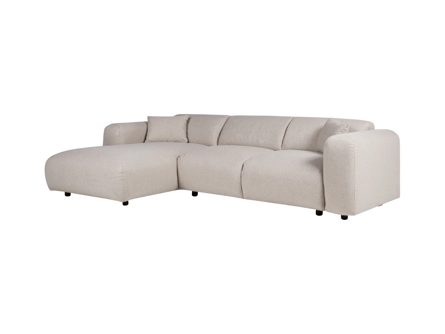 Grand canapé d'angle gauche en tissu chiné beige POGNI de Maison Céphy