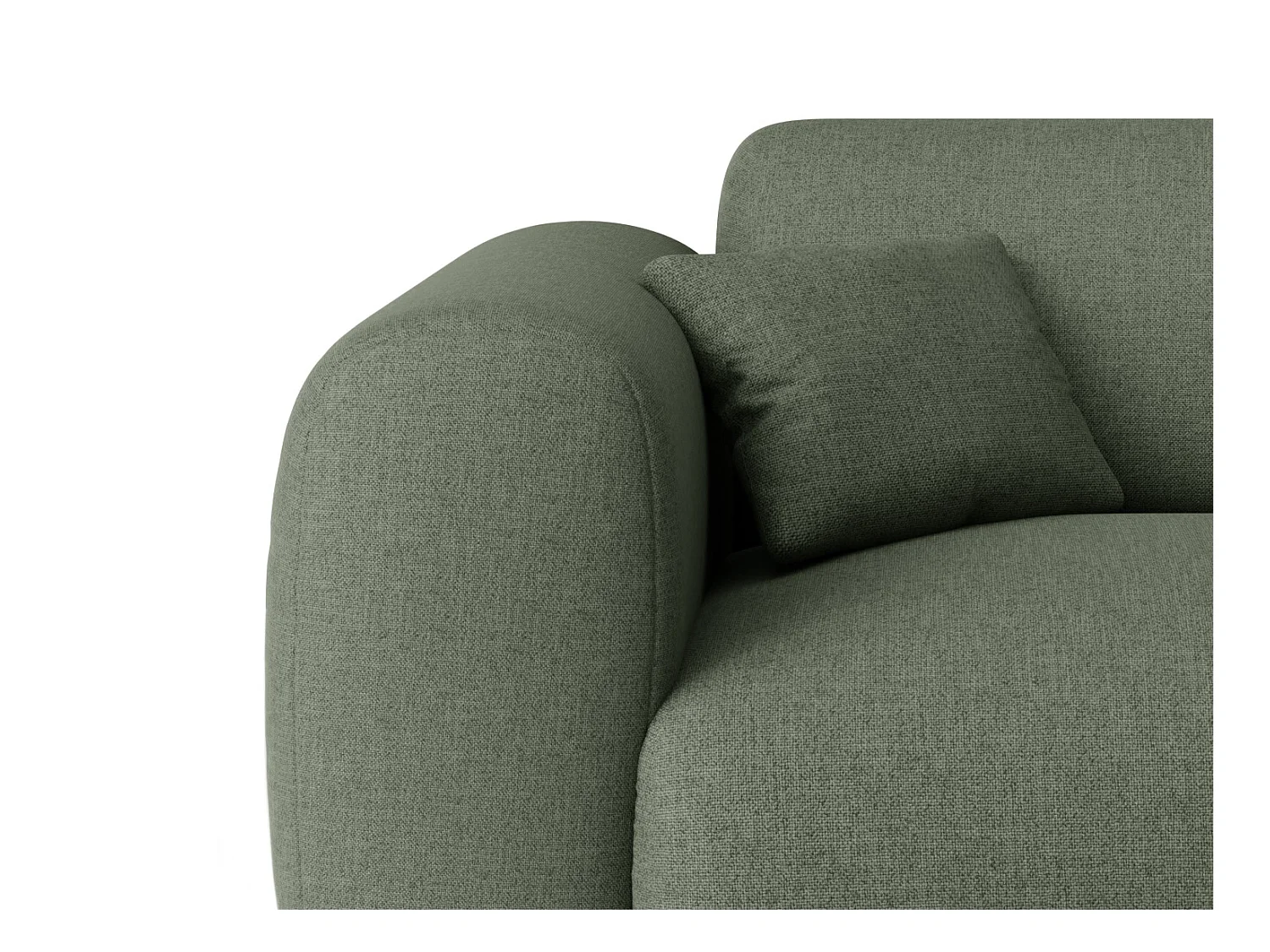 Sofá de canto direito grande em tecido matizado verde - POGNI da Maison Céphy