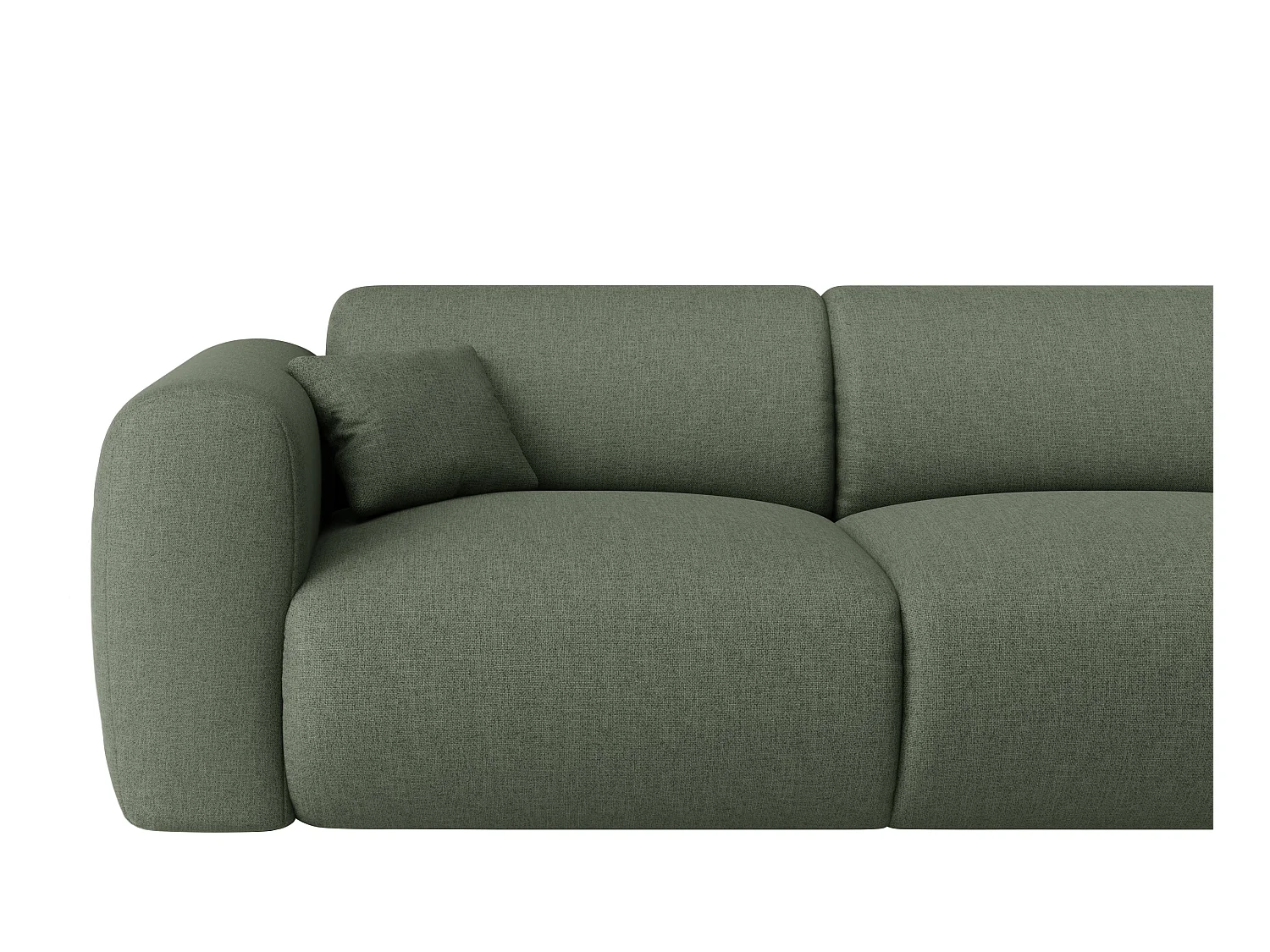 Sofá de canto direito grande em tecido matizado verde - POGNI da Maison Céphy