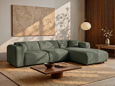 Großes Ecksofa - Ecke rechts - melierter Stoff - Grün - POGNI von Maison Céphy