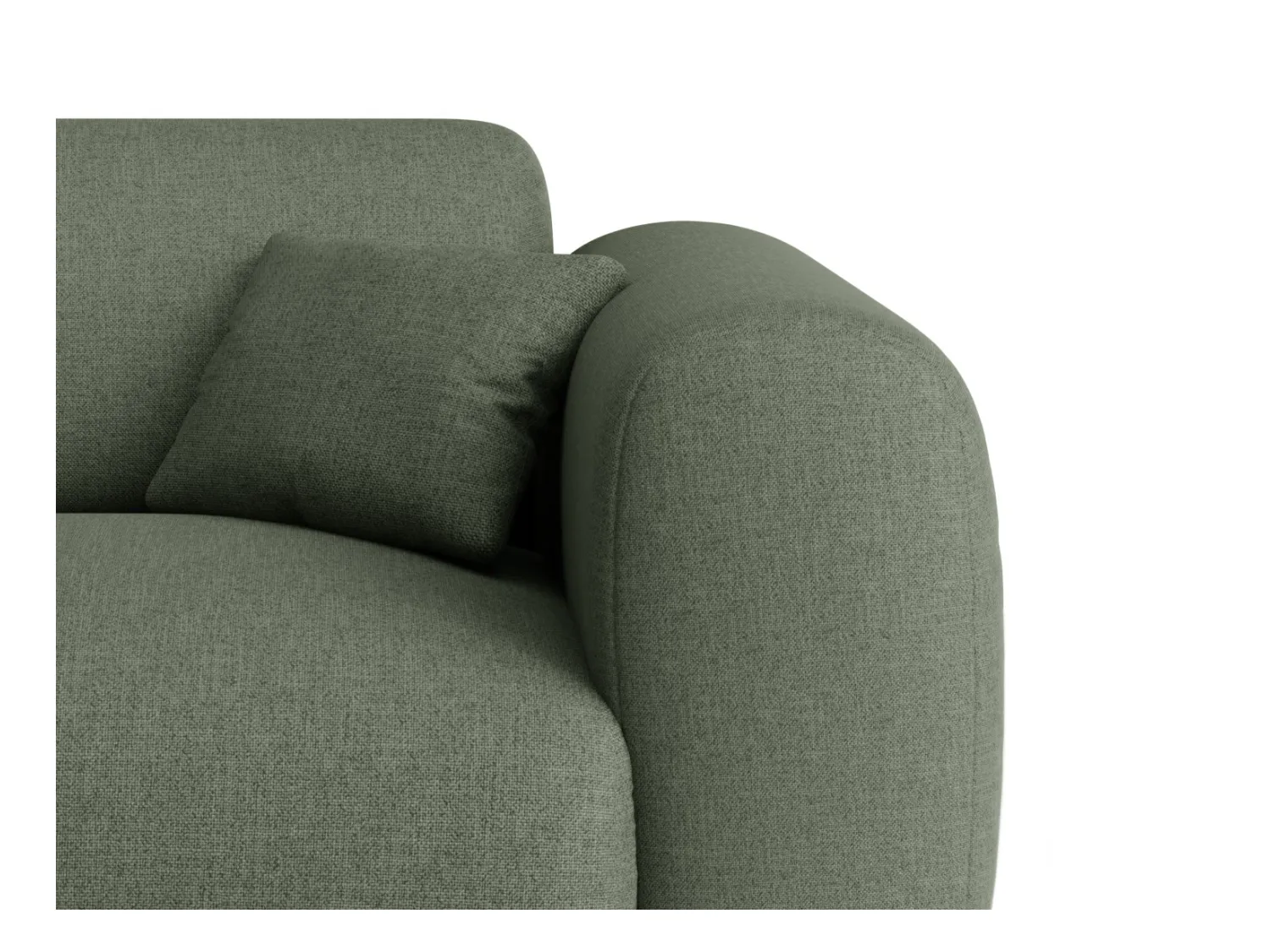 Sofá rinconera izquierdo de tela jaspeado verde POGNI de Maison Céphy de Maison Céphy