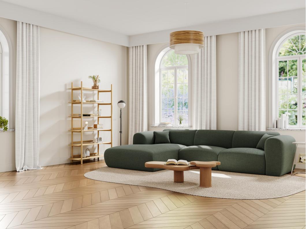 Großes Ecksofa - Ecke links - melierter Stoff - Grün - POGNI von Maison Céphy