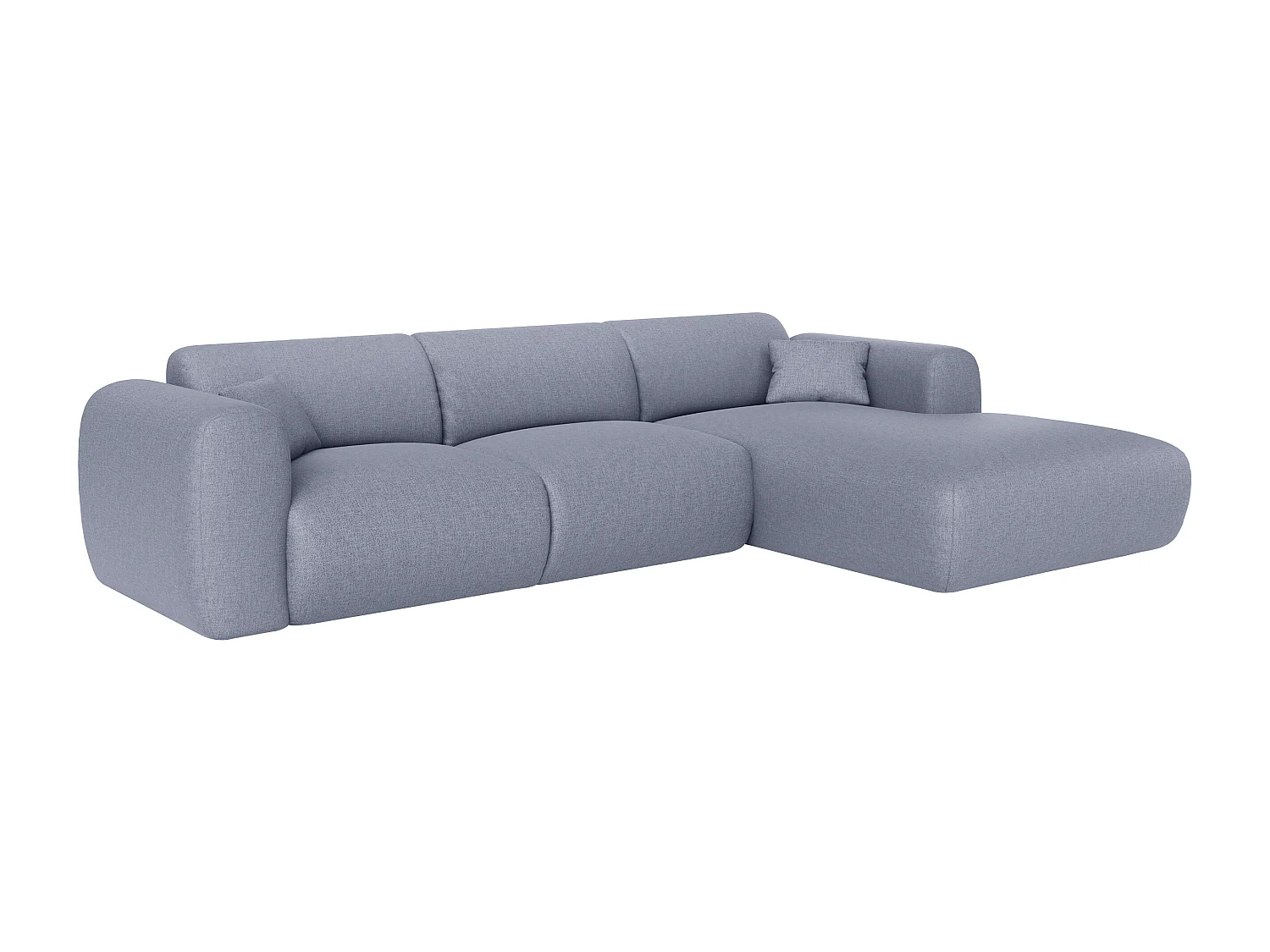 Grand canapé d'angle droit en tissu chiné gris POGNI de Maison Céphy