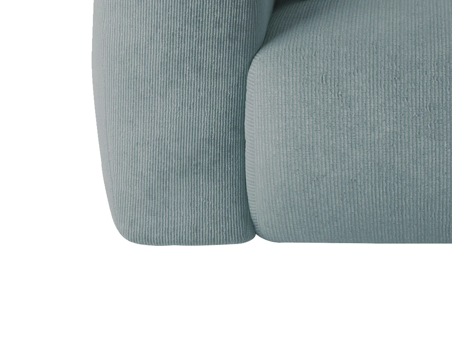 Grand canapé d'angle droit en velours côtelé fines côtes bleu POGNI de Maison Céphy