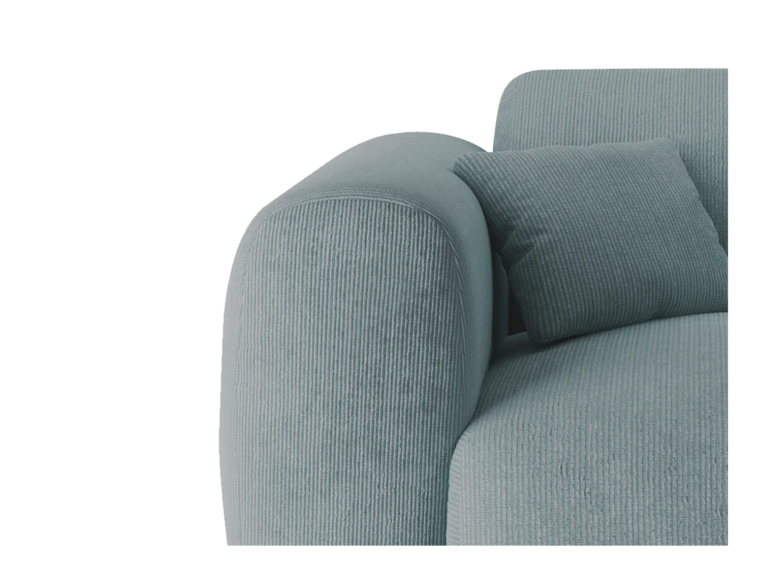 Grand canapé d'angle gauche en velours côtelé fines côtes bleu POGNI de Maison Céphy