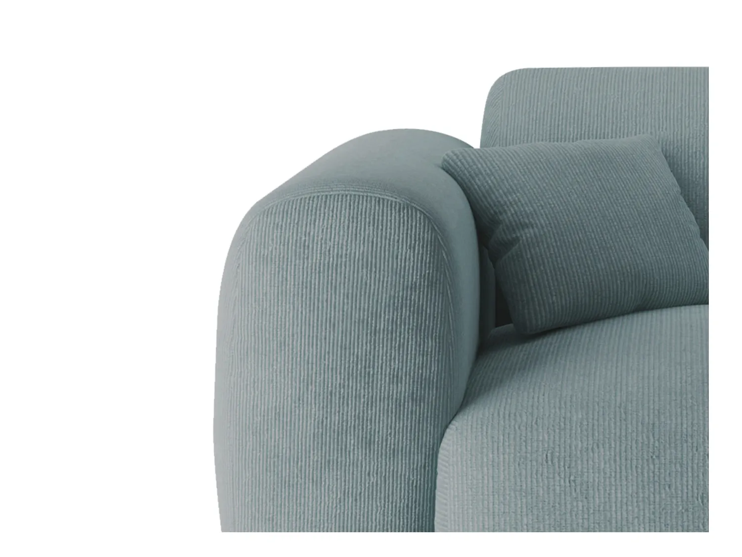 Sofá rinconera izquierda de tela texturizada azul POGNI de Maison Céphy