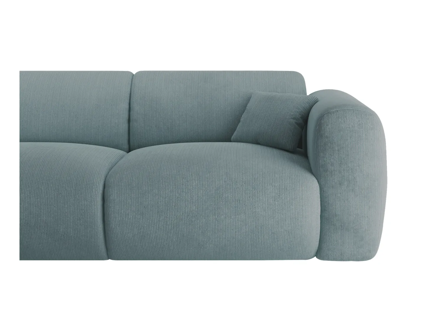 Sofá rinconera izquierda de tela texturizada azul POGNI de Maison Céphy