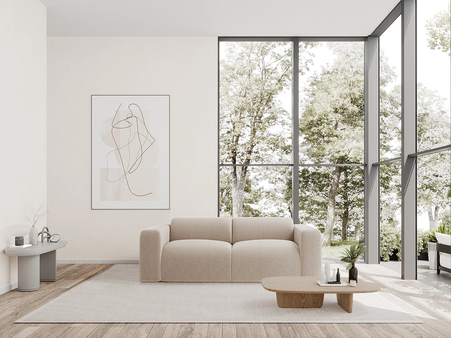 Sofa 3-Sitzer - Samt-Stoff - Beige - POGNI von Maison Céphy