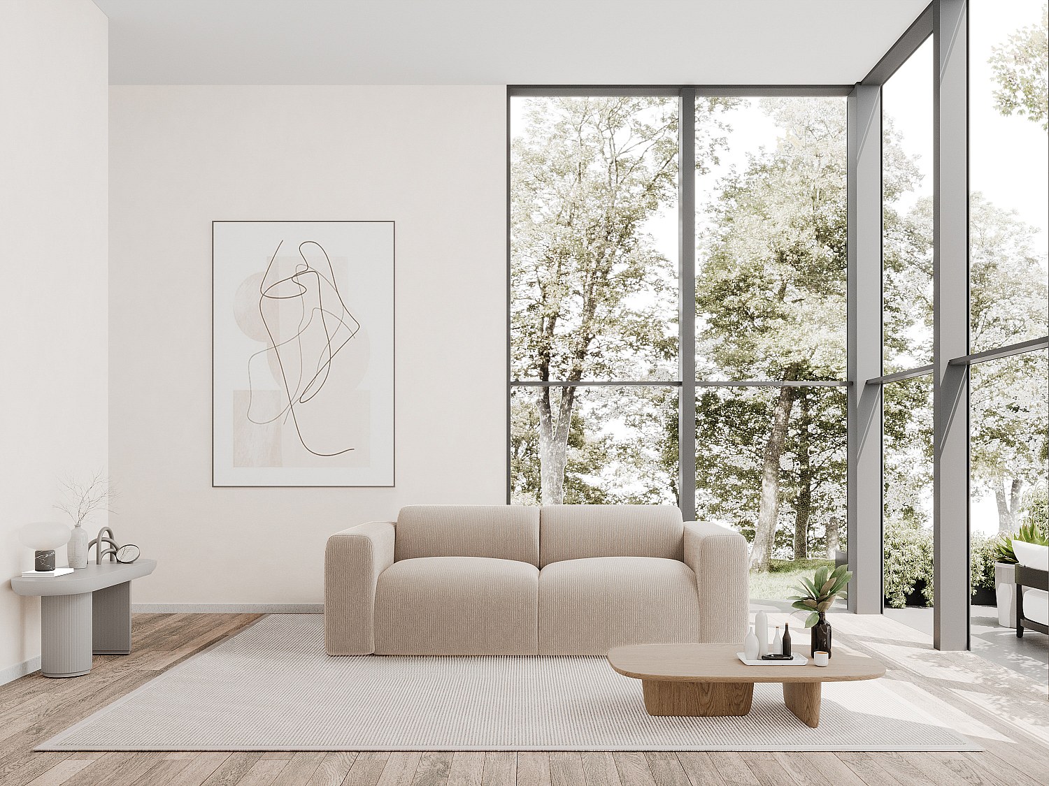 Sofa 3-Sitzer - Samt-Stoff - Beige - POGNI von Maison Céphy günstig online kaufen