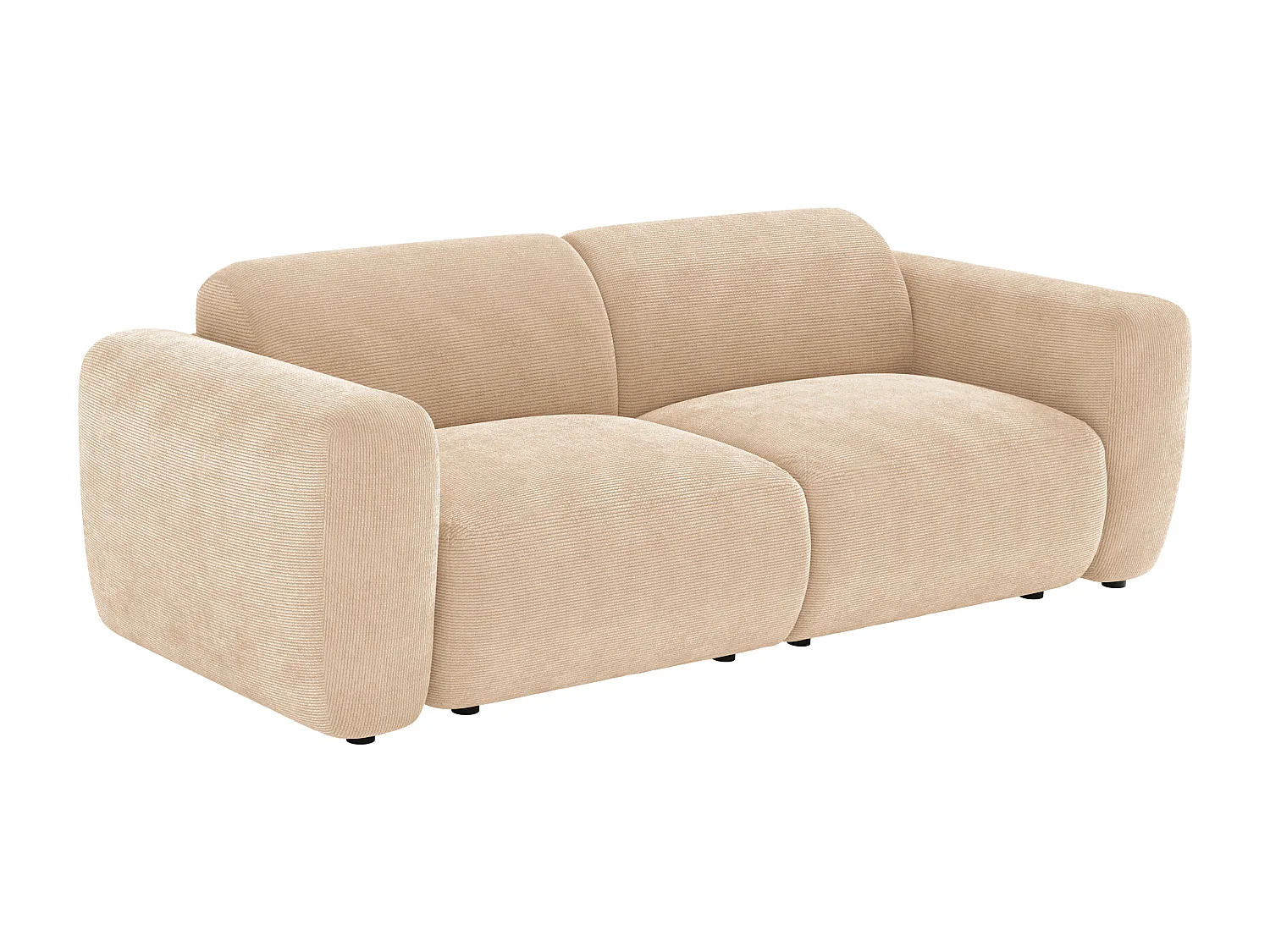 Driezitsbank van beige ribfluweel met fijne ribbels POGNI van Maison Céphy