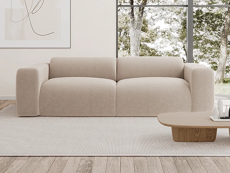 Vierzitsbank van beige ribfluweel met fijne ribbels POGNI van Maison Céphy