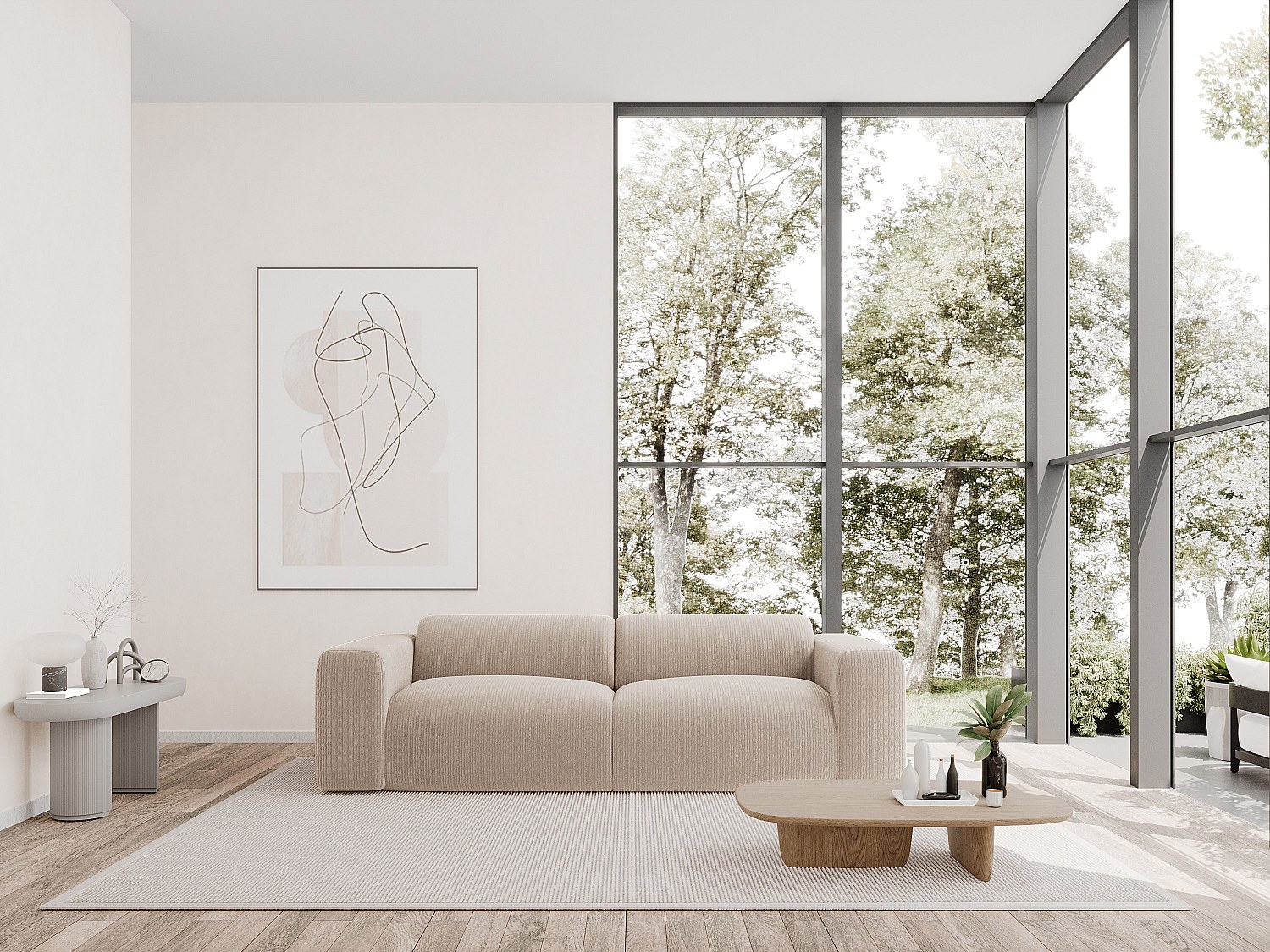 Sofa 4-Sitzer - Samt-Stoff - Beige - POGNI von Maison Céphy günstig online kaufen