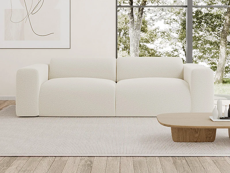 Sofá 4 plazas de tela rizada blanco POGNI de Maison Céphy