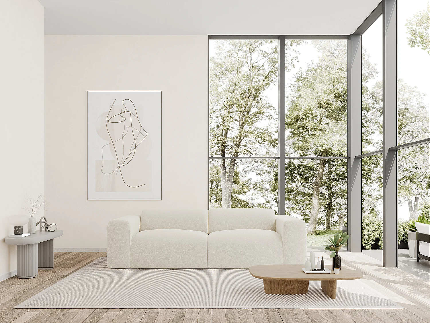 Sofa 4-Sitzer - Bouclé-Stoff - Weiß - POGNI von Maison Céphy