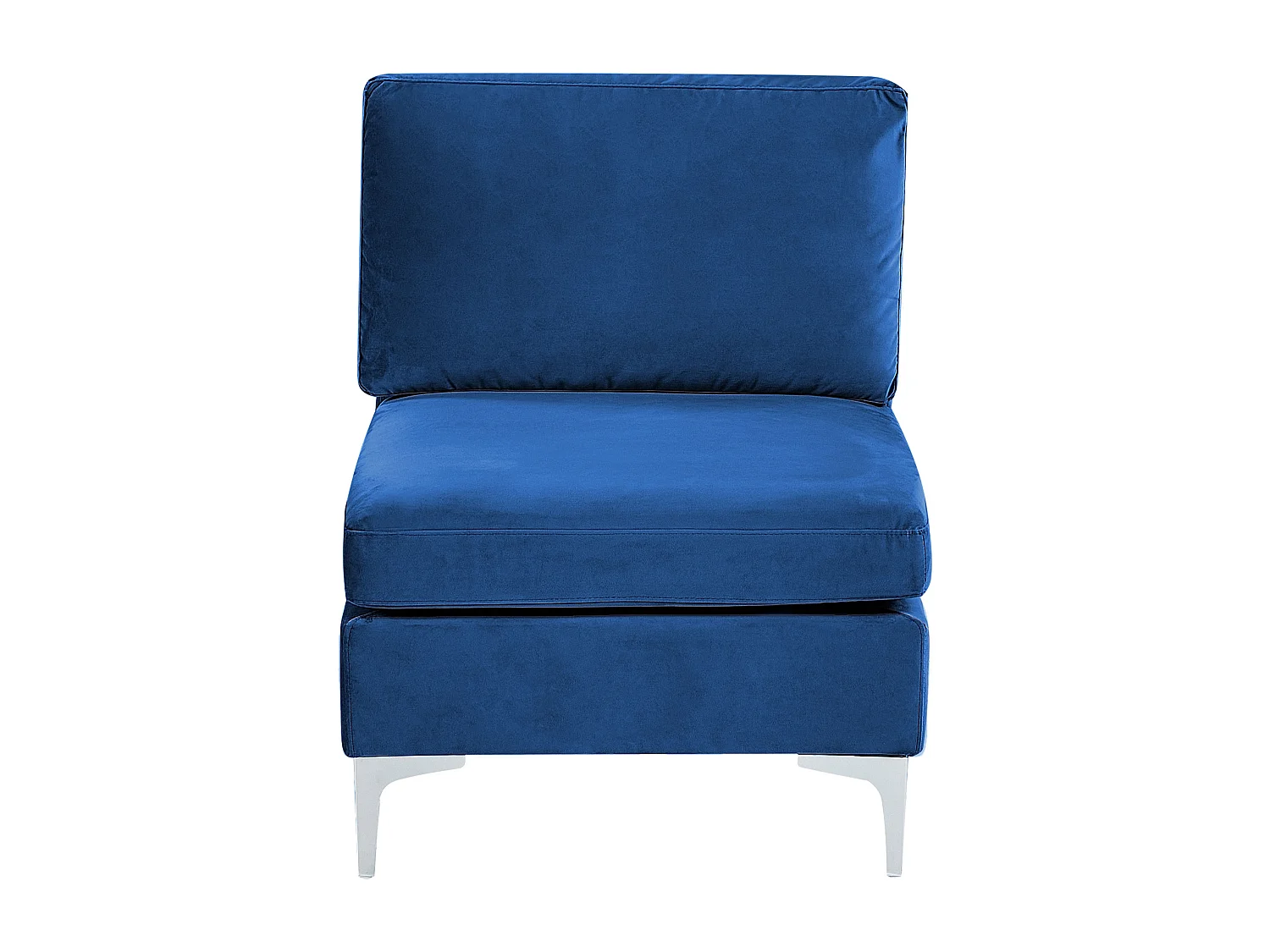 Canapé Modulable droite Bleu Marine et Argenté en Velours 6 Places Glamour Evja