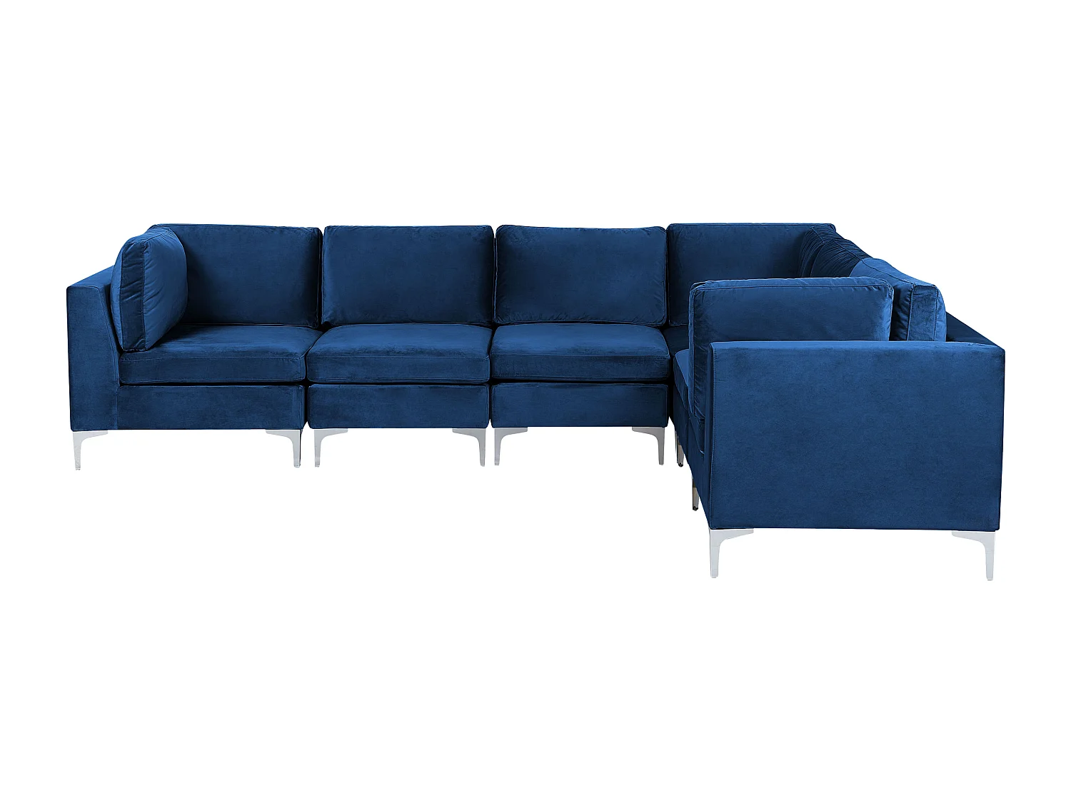 Modulaire hoekbank EVJA Fluweel Marineblauw 6-zitter Linkerzijde