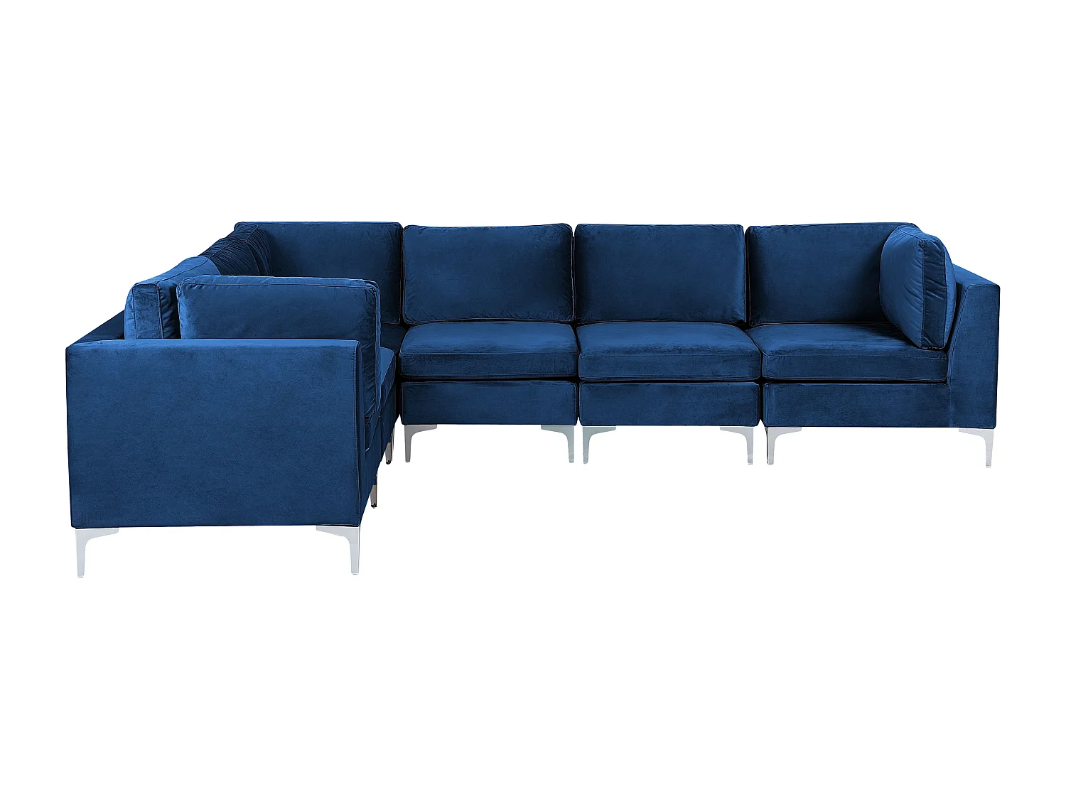 Modulaire hoekbank EVJA Fluweel Marineblauw 6-zitter Rechterzijde