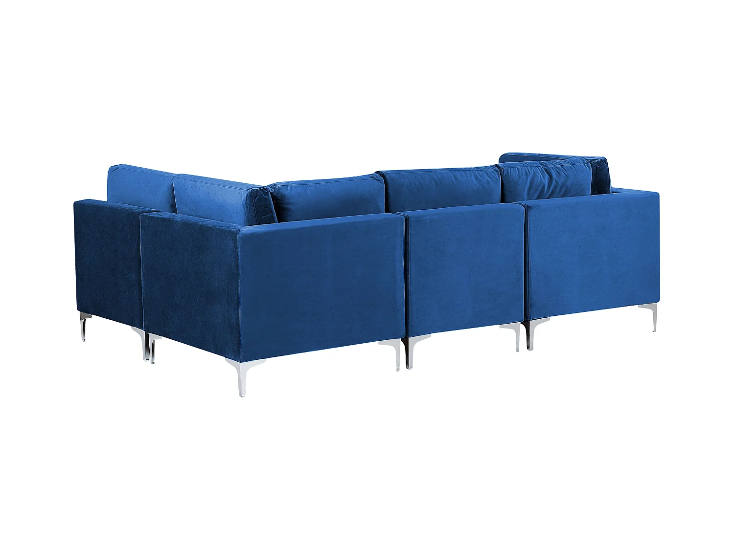 Modulares 4-Sitzer Ecksofa Samtstoff Blau linksseitig Metallbeine Modern Evja