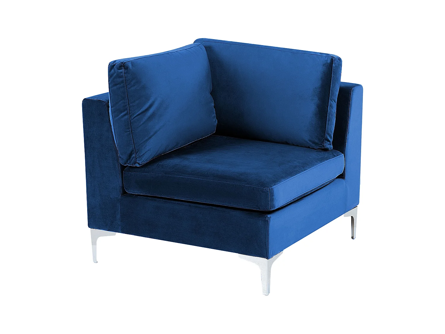 Modulares 4-Sitzer Ecksofa Samtstoff Blau linksseitig Metallbeine Modern Evja