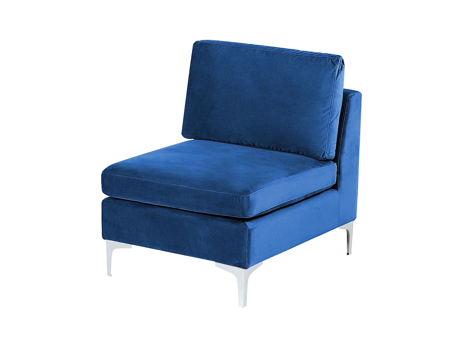 Modulares 4-Sitzer Ecksofa Samtstoff Blau linksseitig Metallbeine Modern Evja
