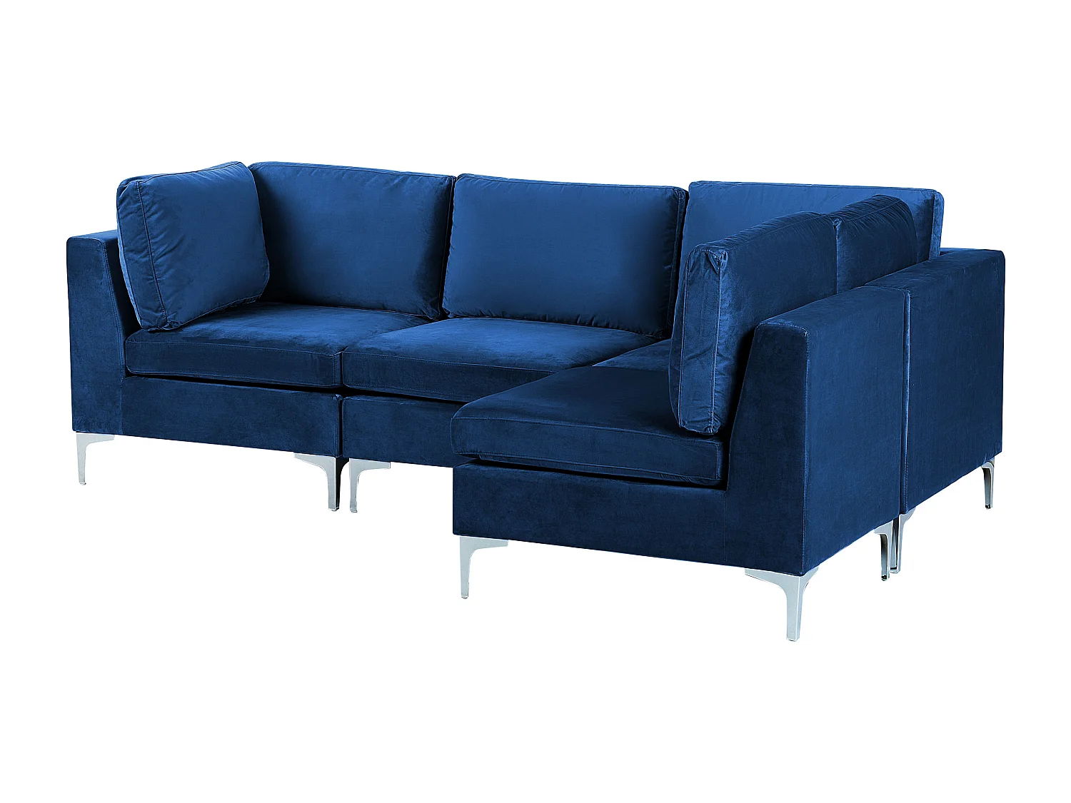 Modulaire hoekbank EVJA Fluweel Marineblauw 4-zitter Linkerzijde