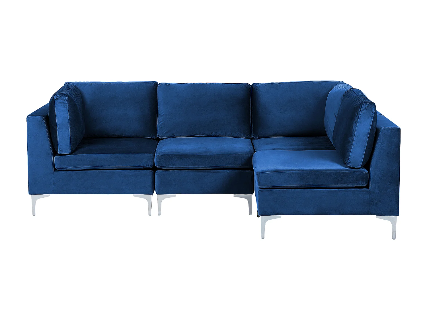 Modul Ecksofa EVJA Samtstoff Marineblau 4-Sitzer linksseitig