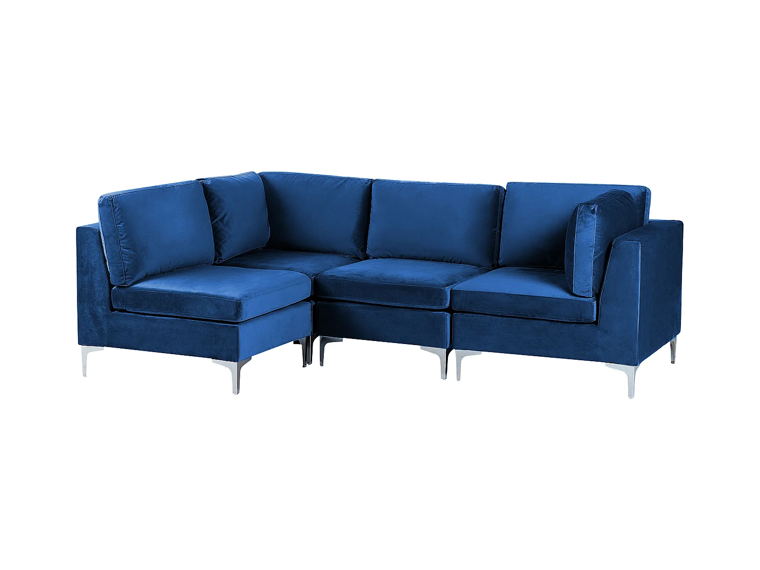 Modulaire hoekbank EVJA Fluweel Marineblauw 4-zitter Rechterzijde