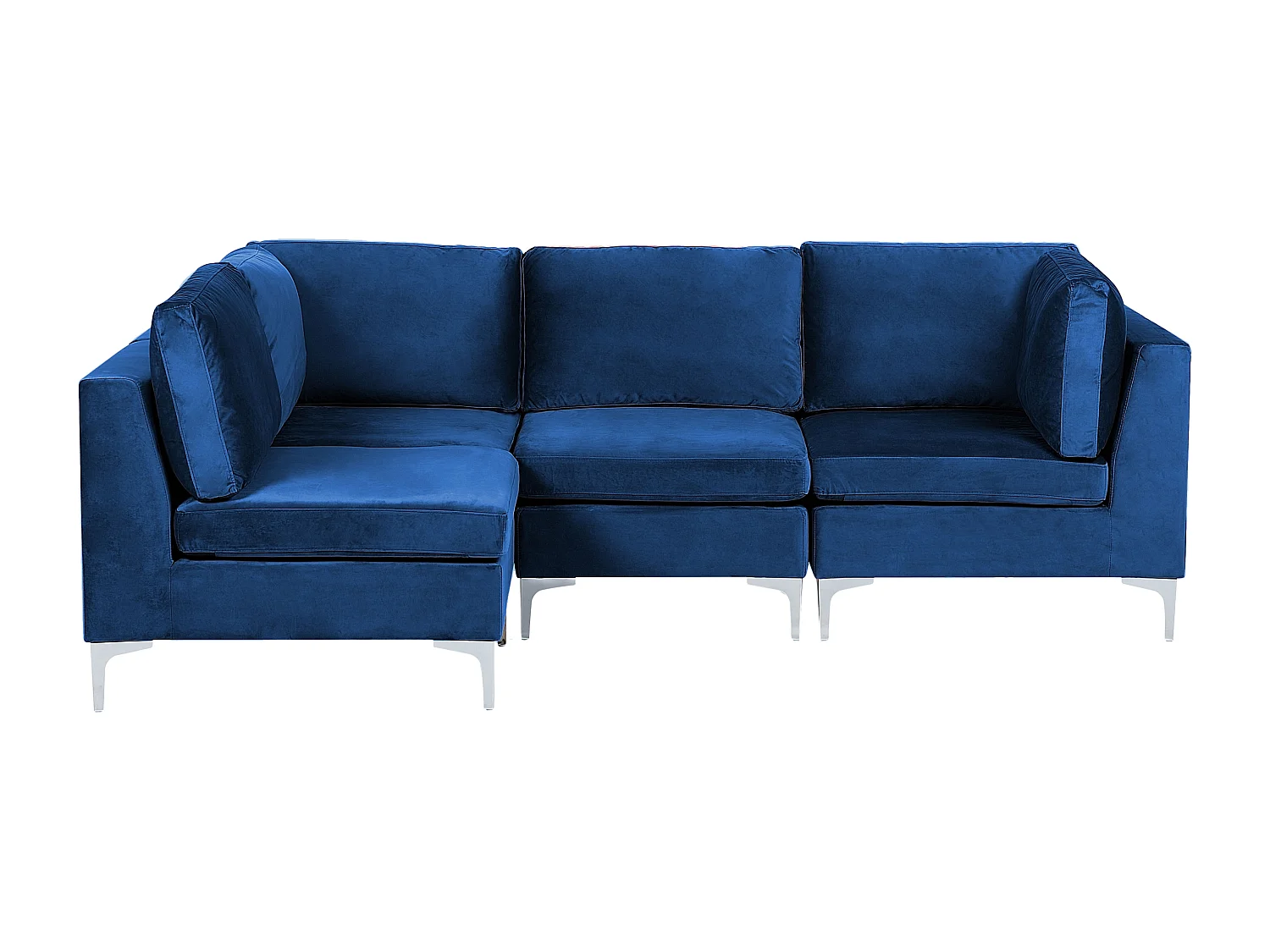 Modulaire hoekbank EVJA Fluweel Marineblauw 4-zitter Rechterzijde