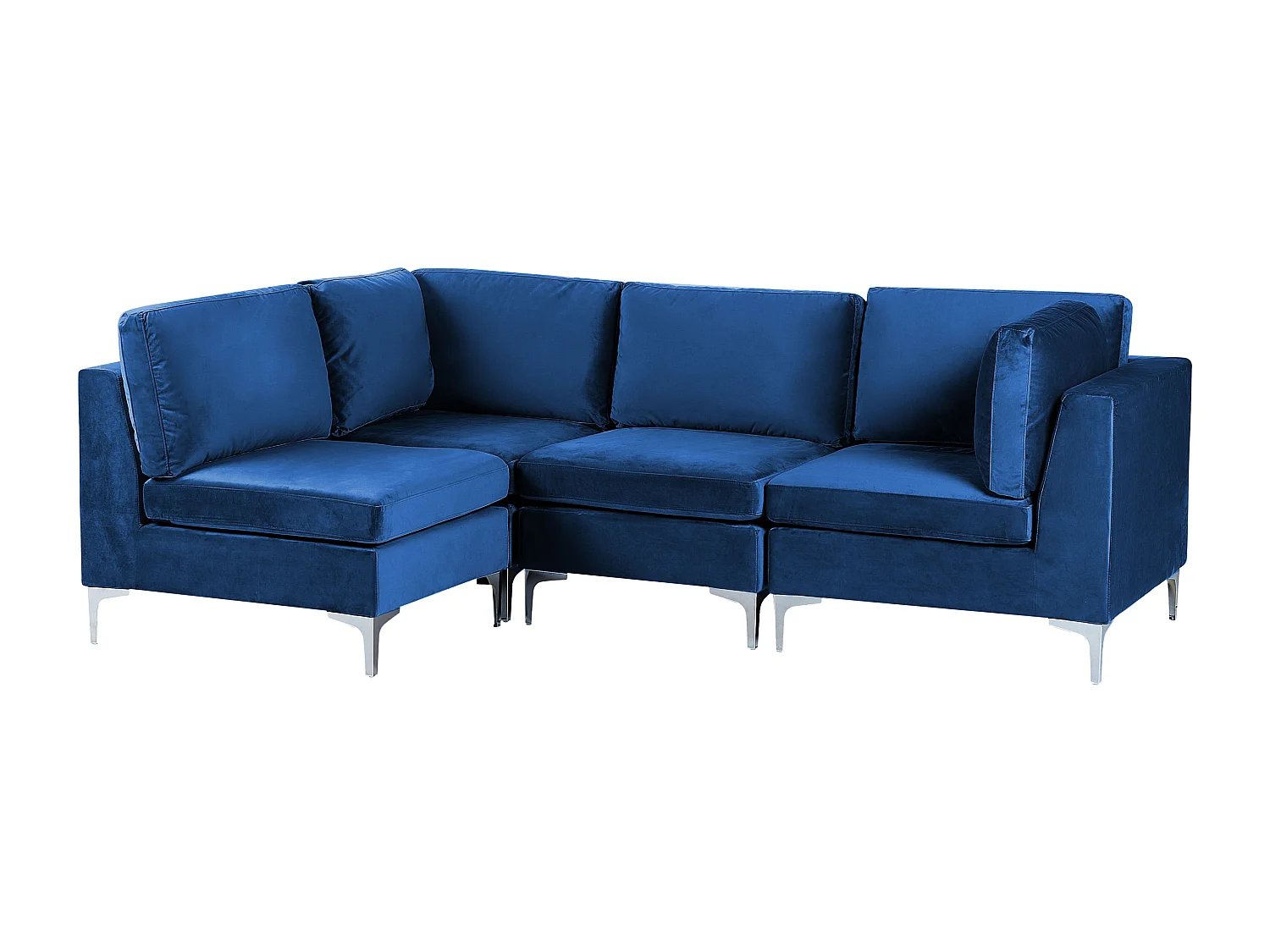 Modulaire hoekbank EVJA Fluweel Marineblauw 4-zitter Rechterzijde
