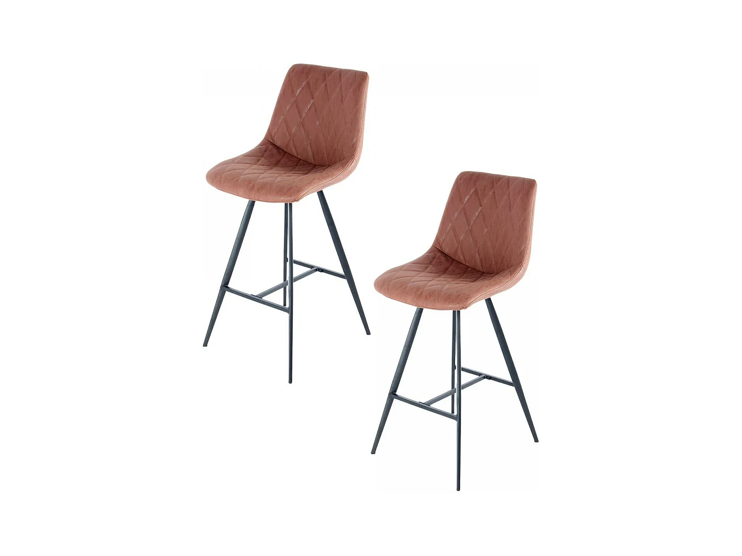 Tabouret de bar semi artisanal LOT DE 2 ITI 58x48 brun foncé et noir