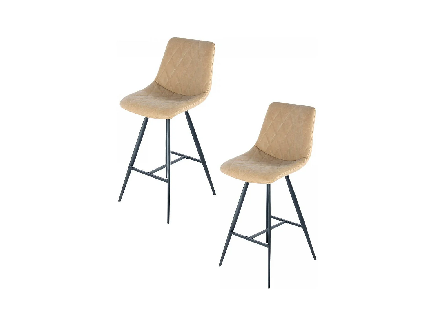 Tabouret de bar semi artisanal LOT DE 2 ITI 58x48 taupe et noir