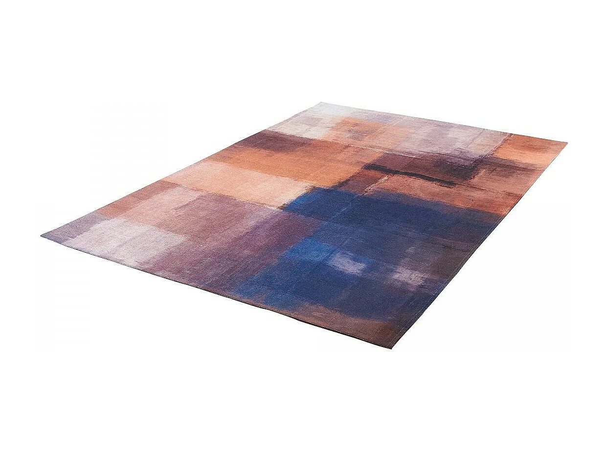 Tapis extérieur 155x230 tissé kilim ocre et marron HOMAR